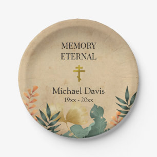 Fall Foliage Orthodox Christian Funeral  Paper Plates