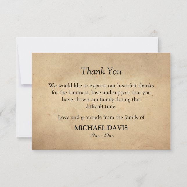 Fall Foliage Orthodox Christian Funeral  Thank You Card (Front)