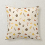 Fall Foliage Pattern Autumn Throw Pillow<br><div class="desc">Get in the fall spirit with this typographic throw pillow featuring icons of fall foliage like leaves,  acorns,  and berries.</div>