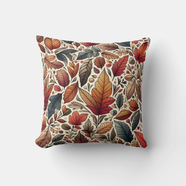 Fall Foliage Pattern Throw Pillow (Front)