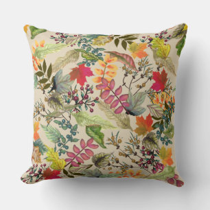 Fall Foliage   Plaid on Back Throw Pillow