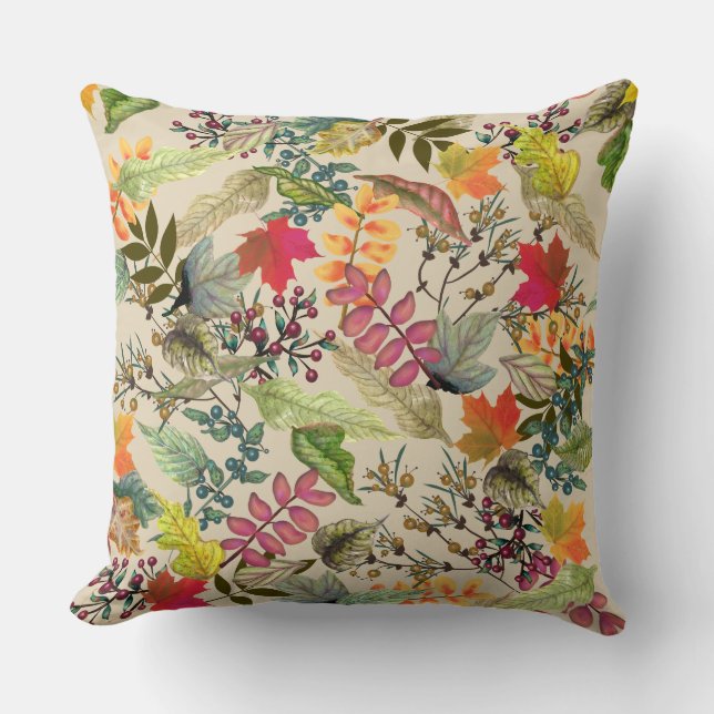 Fall Foliage | Plaid on Back Throw Pillow (Front)