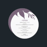 Fall Foliage Plum Purple Round Menu Card<br><div class="desc">This modern wedding menu template is part of Do Tell A Belle's fall luxury invitation collection. The unique round design features botanical autumn leaves in plum purple. Customize them with menu items, names and event date. Perfect for weddings, autumn bridal shower, rehearsal dinners or whatever you like. A boho yet...</div>