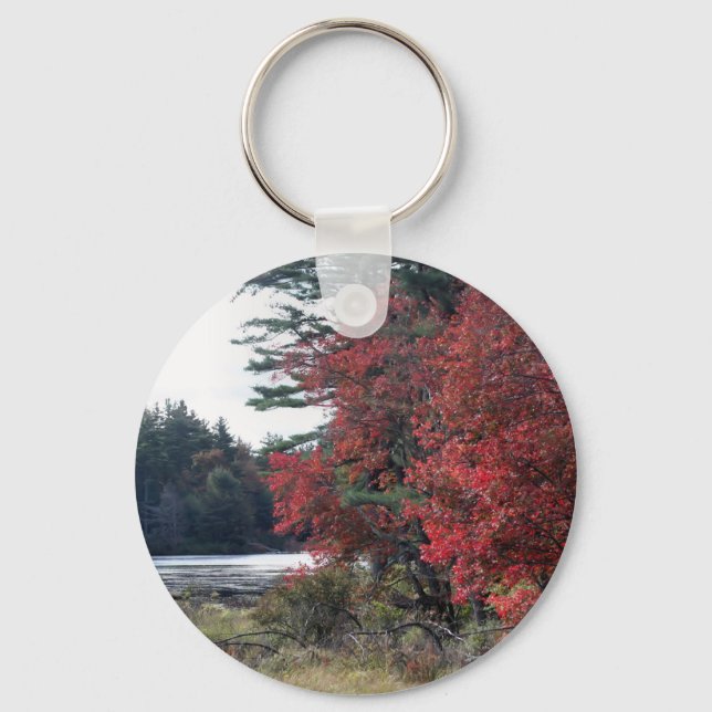 Fall Foliage Pond Nature Photography  Keychain (Front)