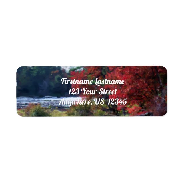 Fall Foliage Pond Painting Nature Art Address Label (Front)