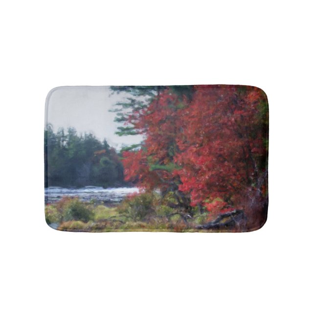 Fall Foliage Pond Painting Nature Art  Bath Mat (Front)