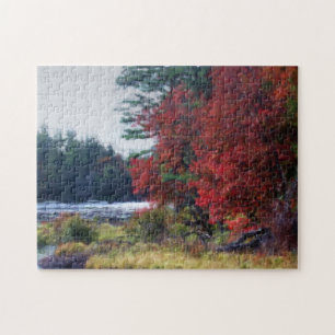 Fall Foliage Pond Painting Nature Art Jigsaw Puzzle