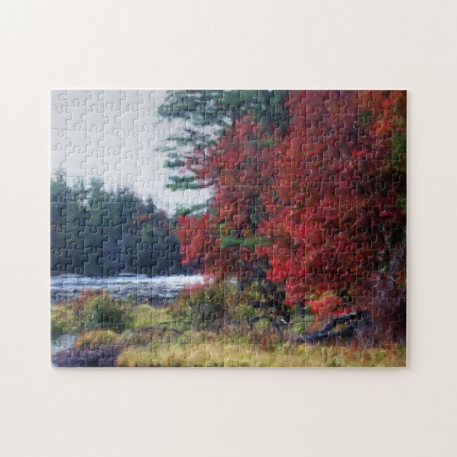 Fall Foliage Pond Painting Nature Art  Jigsaw Puzzle (Horizontal)