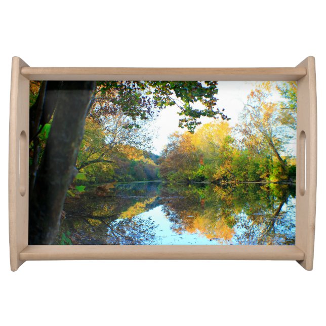 Fall Foliage riverbank trees Serving Tray (Front)