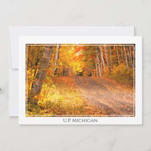 Fall Foliage Rural Road UP Michigan Photography Note Card