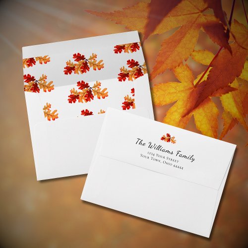 Fall Foliage Rustic Autumn Elegant Return Address Envelope