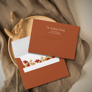 Fall Foliage Rustic Burnt Orange Return Address Envelope