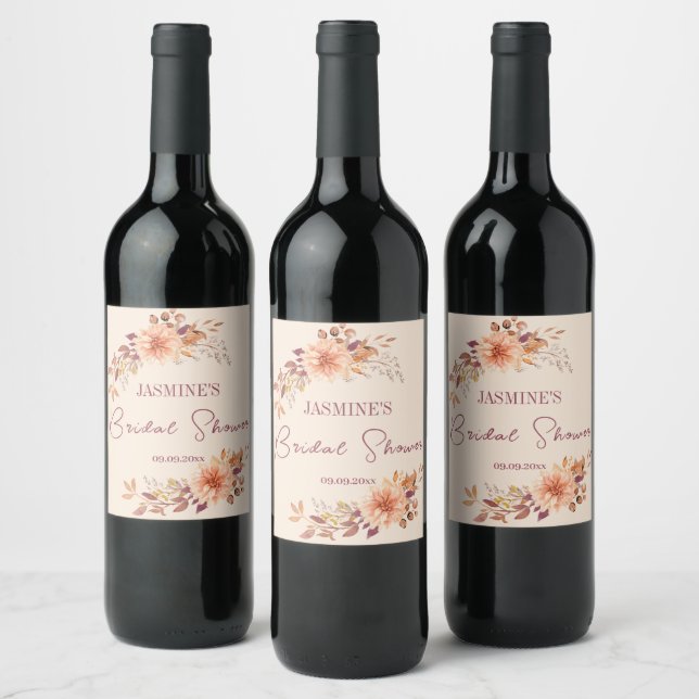 Fall Foliage Rustic Elegant Favors Wine Label (Bottles)