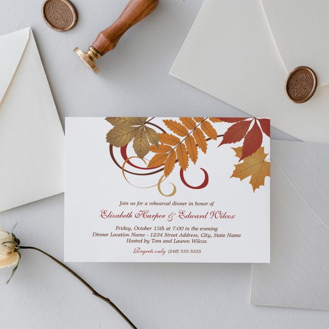 Fall Foliage Scrollwork Rehearsal Dinner Invitation (Creator Uploaded)
