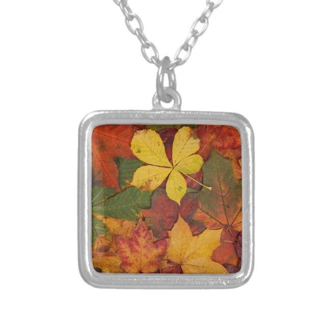 Fall Foliage Silver Plated Necklace (Front)
