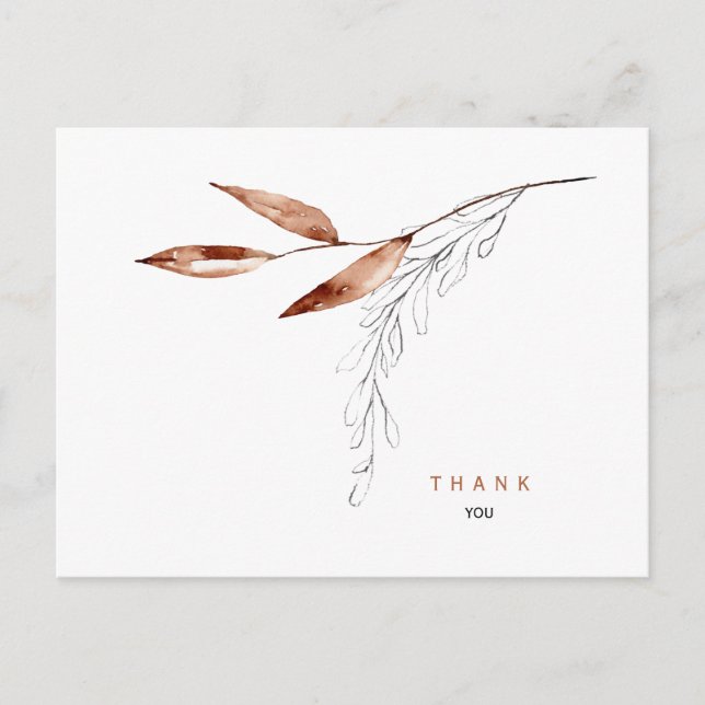 Fall Foliage Simple Funeral Thank You Name & Date Postcard (Front)
