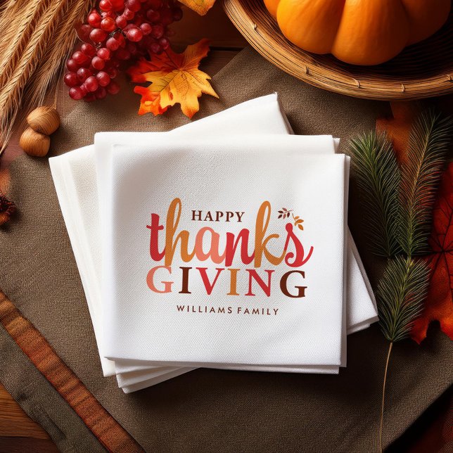 Fall Foliage Thanksgiving Celebration Paper Napkins (Creator Uploaded)