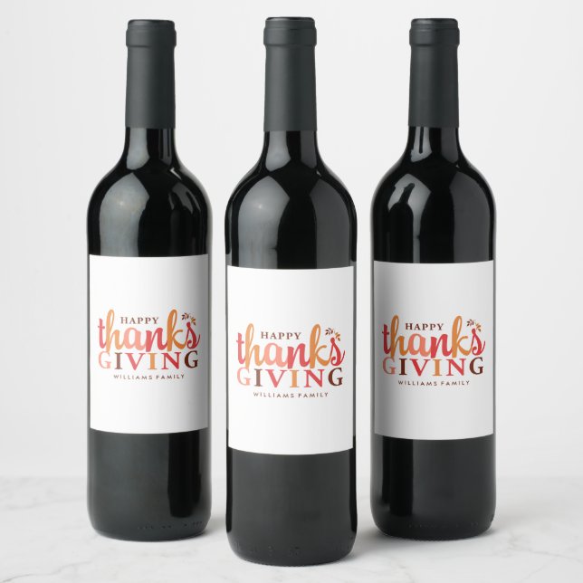 Fall Foliage Thanksgiving Celebration Wine Label (Bottles)