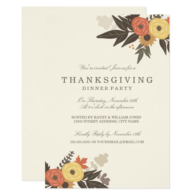 Fall Foliage Thanksgiving Dinner Invitation