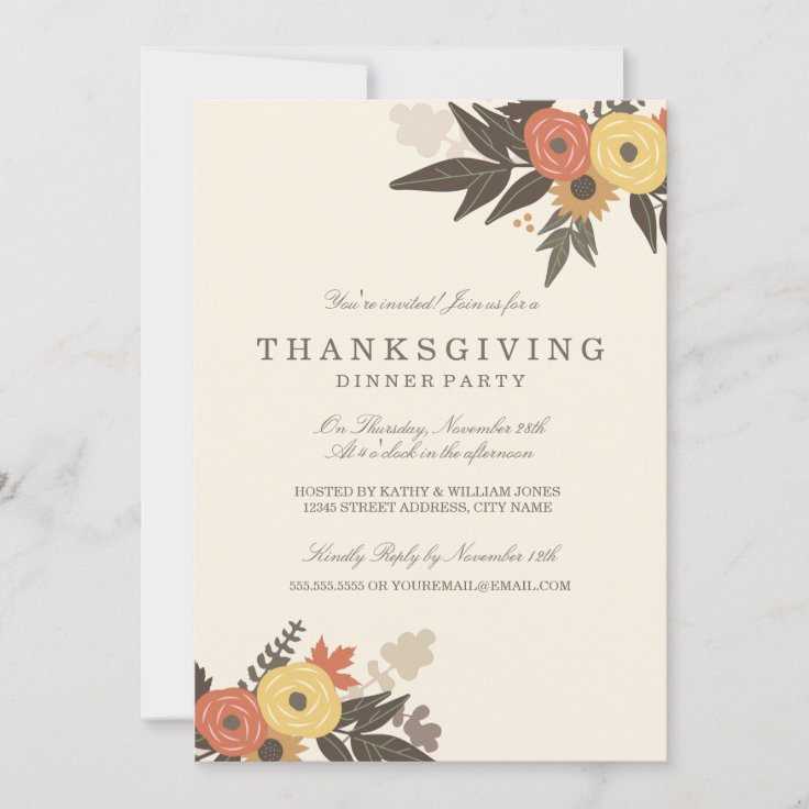 Fall Foliage Thanksgiving Dinner Invitation | Zazzle