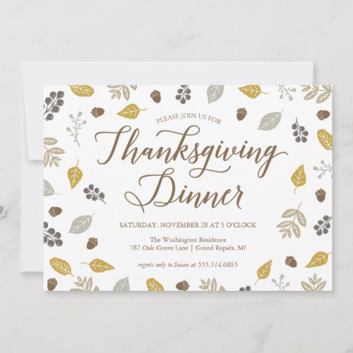 Fall Foliage Thanksgiving Dinner Party Invitation