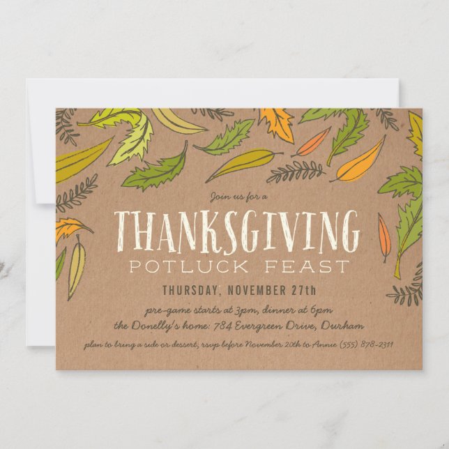 Fall Foliage Thanksgiving Dinner Party Invitation (Front)
