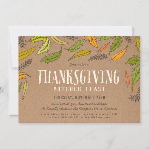 Fall Foliage Thanksgiving Potluck Dinner Invitation