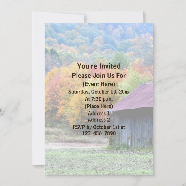 Fall Foliage Tobacco Barn  Invitation (Front)