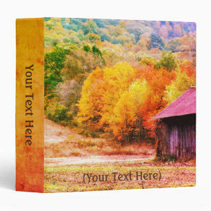 Fall Foliage Tobacco Barn Nature Art Personalized 3 Ring Binder