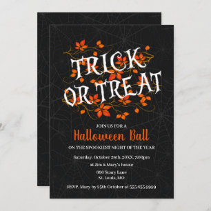 Fall Foliage Trick Or Treat Halloween Party Invitation