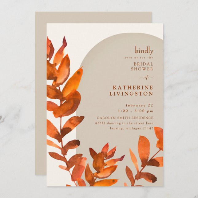 Fall Foliage Vibrance Bridal Shower  Invitation (Front/Back)
