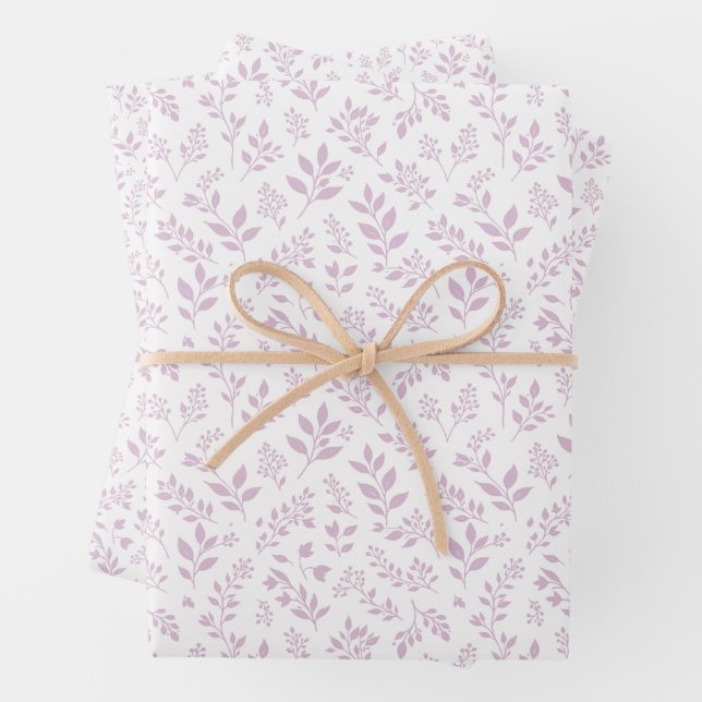 Fall Foliage Warm Lilac - Neutral Wrapping Paper Sheets (In situ)