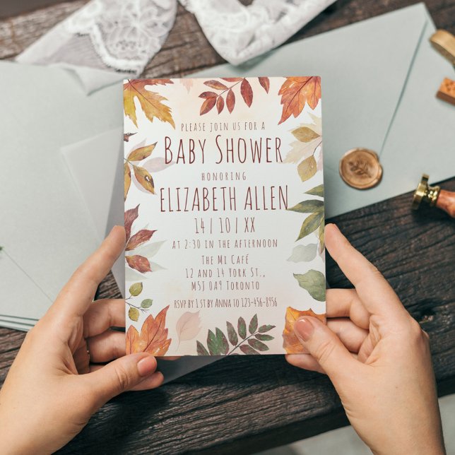 Fall Foliage Watercolor Autumn Baby Shower  Invitation (Creator Uploaded)