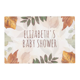 Fall Foliage Watercolor Autumn Baby Shower Placemat