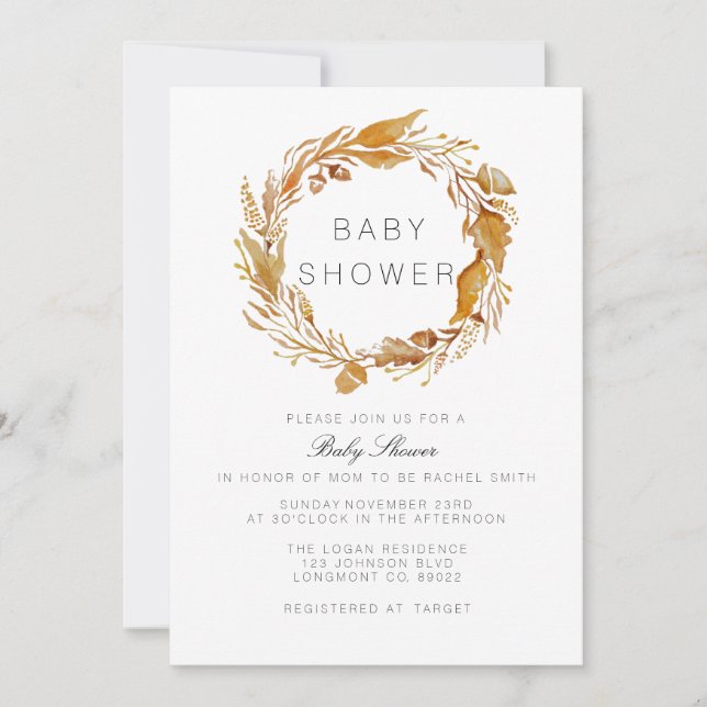 Fall Foliage Watercolor | Baby Shower Invite (Front)
