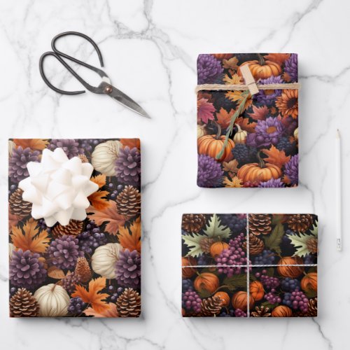 Fall Foliage Watercolor Isometric Vector Art Wrapping Paper Sheets