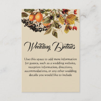Fall foliage wedding details card