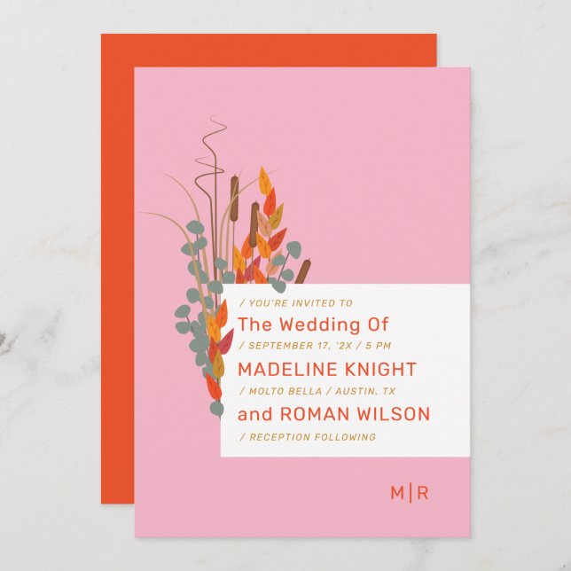 Fall Foliage Wedding Invitation (Front/Back)