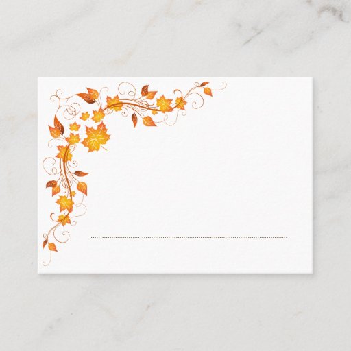 Customizable Fall Foliage Wedding Place Card 2 Business Card Templates