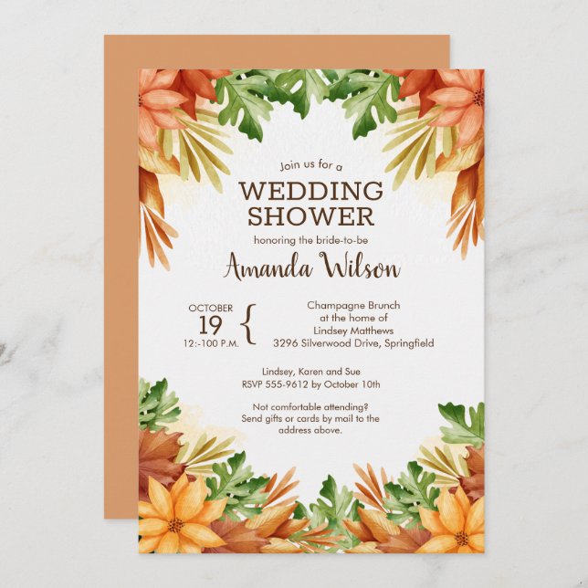 Fall Foliage Wedding Shower Invitations (Front/Back)