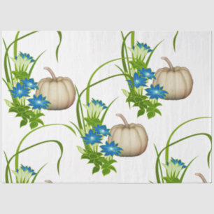 Fall Foliage White Pumpkins Floral Greenery Tissue Paper