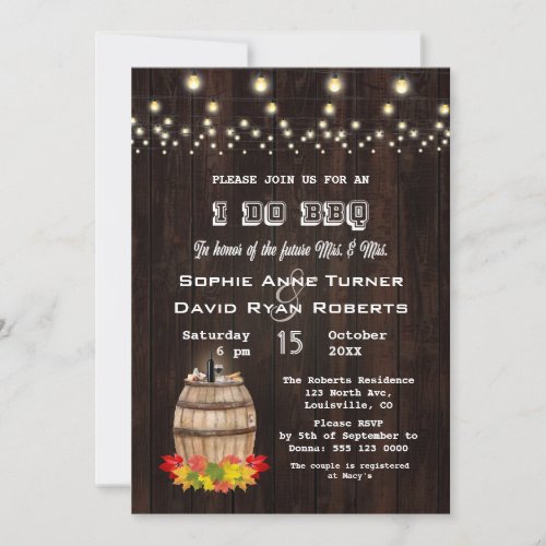 Fall Foliage Wine Barrel Vineyard I DO BBQ Invitation