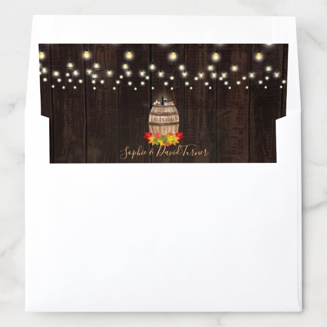 Fall Foliage Wine Barrel Vineyard Wedding Envelope Liner (In Envelope)