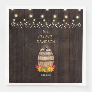 Fall Foliage Wine Barrel Vineyard Wedding Paper Dinner Napkins