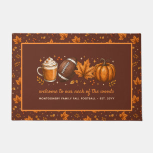 Fall Football Pumpkin Autumn Personalized Doormat