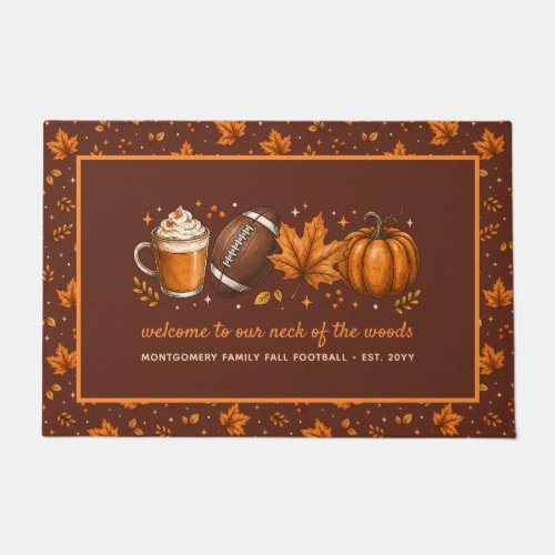 Fall Football Pumpkin Autumn Personalized Doormat