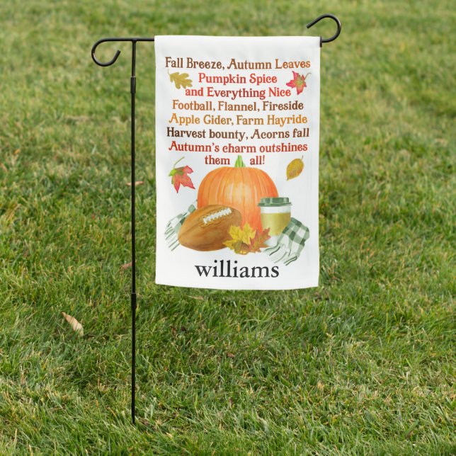 Fall Football Pumpkin Latte Personalized Garden Flag (In SItu)