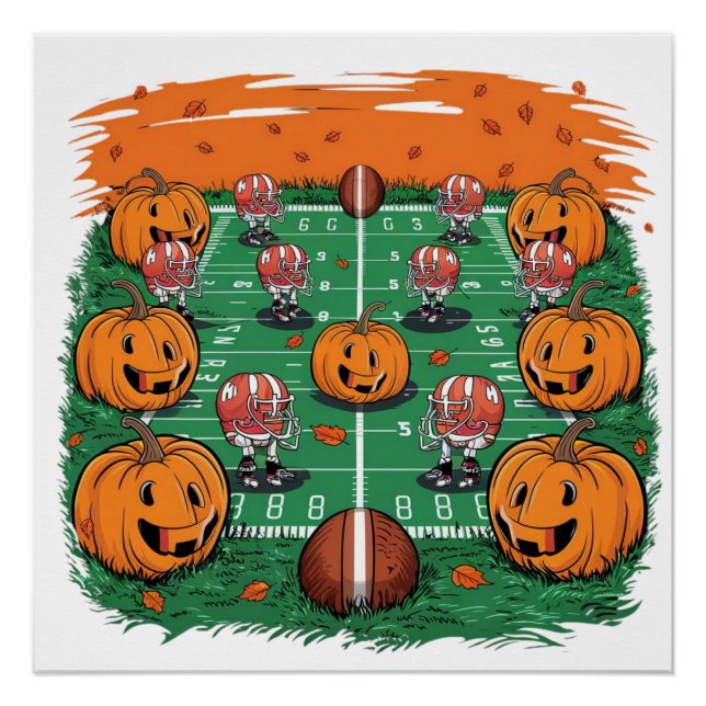 fall football pumpkins (2) poster (Front)