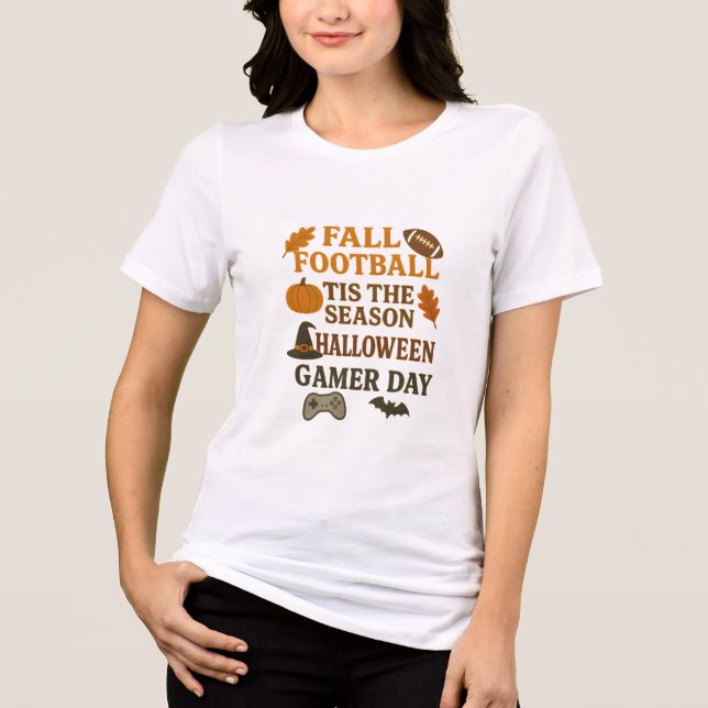 Fall Football Tis The Season Halloween Gamer Day Tri-Blend Shirt (Front)