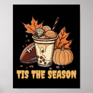 Fall Footbyll Pumpkin Maple Leaf Kids Men Boys Tha Poster
